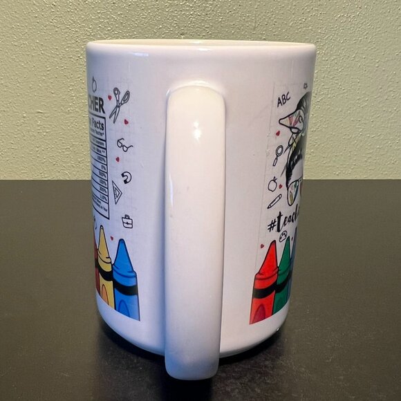 #TEACHERLIFE Teacher Nutrition Facts / Postives Attributes Ceramic Mug ~ School - Picture 6 of 8